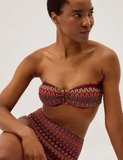 Zaria Printed Ring Detail Bikini Top