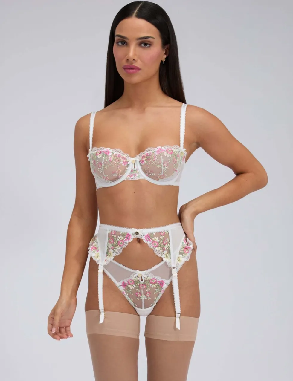 Zinnia Embroidered Wired Balconette Bra (A-E)