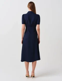 Zip Front Midi Shirt Dress