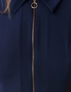 Zip Front Midi Shirt Dress