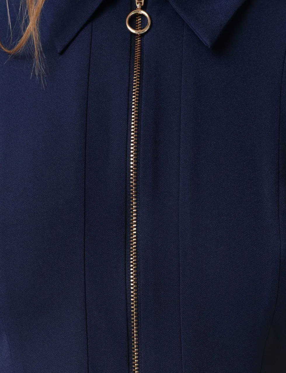 Zip Front Midi Shirt Dress