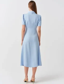 Zip Front Midi Shirt Dress