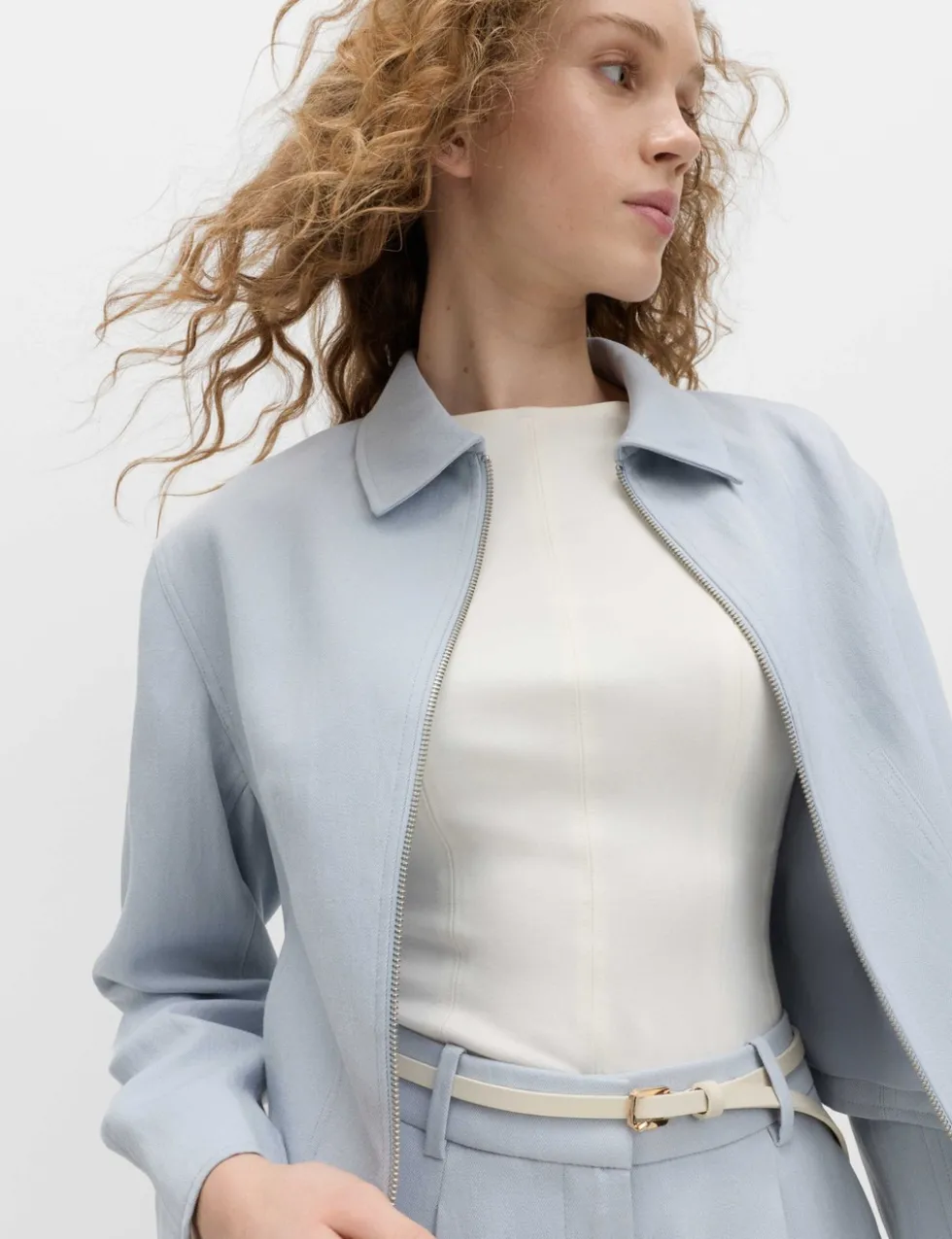 Zip Through Jacket with Linen