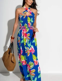 Zoey Floral Maxi Shirred Beach Dress