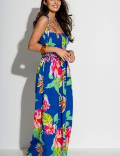 Zoey Floral Maxi Shirred Beach Dress