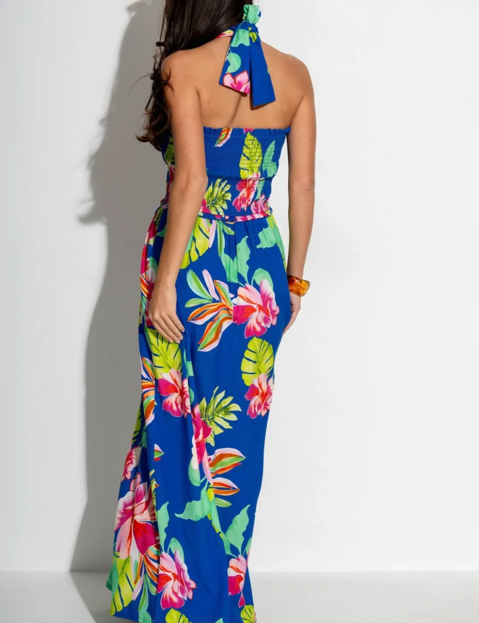 Zoey Floral Maxi Shirred Beach Dress
